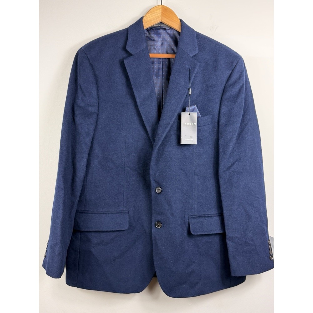 Lauren Ralph Lauren‎ Lacrosse Blazer Wool Silk Cashmere Mens 43R Navy Blue New